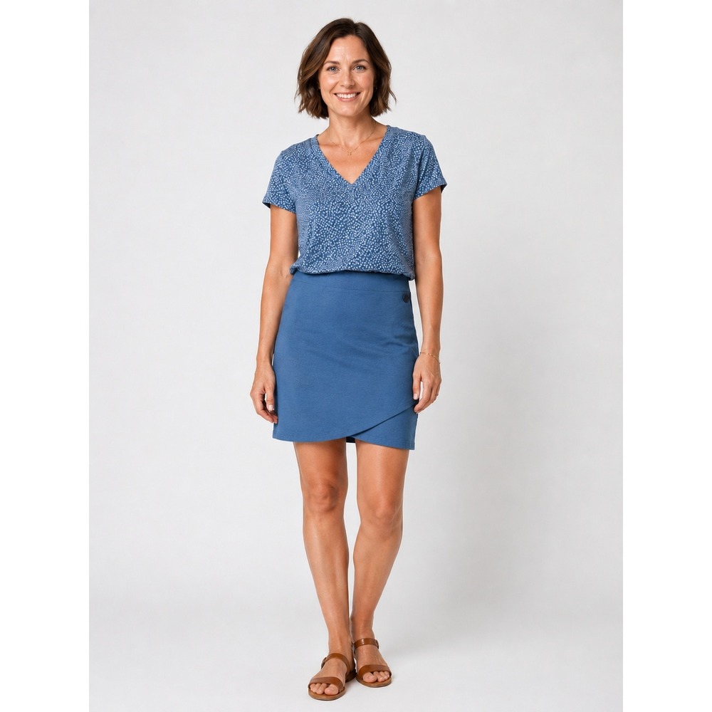 Talula Blue Wrap Style Mini Skirt Size M Casual Chic Aritzia